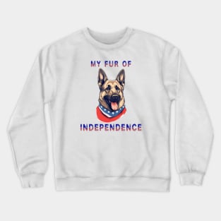 German Shepherd Funny USA Flag 4th of July Fur Of Independence Crewneck Sweatshirt